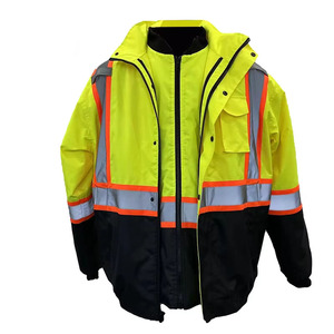 CE ANSI Certified <strong>3</strong> in <strong>1</strong> High Visibility Reflective <strong>Jacket</strong> Detachable <strong>Safety</strong> Bomber <strong>Jacket</strong> and Vest for Industrial Work - Product Image 1