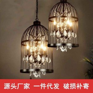 Lustre en forme de cage à oiseaux en cristal, en fer forgé, rond, à plusieurs têtes, luminaire LED pour restaurants, bars, hôtels - Product Image 5