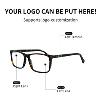 Monturas de Gafas Ópticas Unisex Cuadradas de Acetato con Lentes de PC, Diseño Ligero para Uso Diario - Venta al por Mayor con Logotipo Personalizado