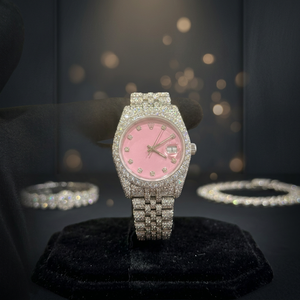 Reloj NAVkar de Lujo para Mujer con Diamantes, Esfera Rosa, Correa de Plata de Ley 925, Cuarzo Analógico, Caja Redonda de 31 mm - Product Image 6