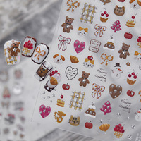 Autocollants 5D en relief TSZS pour ongles de Noël, motifs mignons Père Noël, bonhomme de neige, nœud, décorations auto-adhésives pour ongles, pour DIY, salon et vente en gros