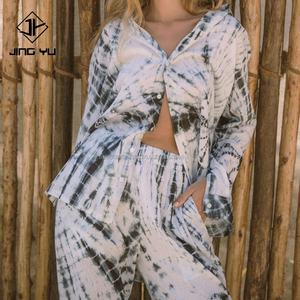 Ensemble 2 pièces pour femmes, chemise d'été à fond rond de haute qualité, imprimé hawaïen personnalisé, rayonne et lin décontracté, fabrication sur mesure - Product Image 4