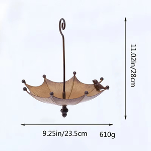 En gros, Mangeoire à oiseaux suspendue d'extérieur en métal, design parapluie, avec plateau, pour bain ou abreuvoir - Product Image 2