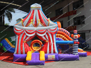 Combo de circo inflable Ball Pit logotipo personalizado inflable Lilo Bouncers Party Climbing Triangle Castle Casa de burbujas de alta calidad - Product Image 2