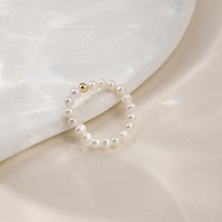 Nagosa Original Design klassische weiße Süßwasser perle Elastizität verstellbaren benutzer definierten Ring für Frauen