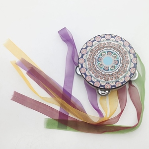 Tambourin à motif floral de Dunhuang en gros avec rubans en organza colorés, instrument de percussion Orff, accessoire de danse de style chinois - Product Image 4