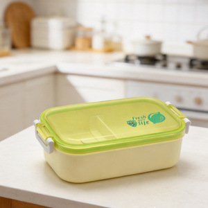 Rectangular Divided Plastic <b>Lunch</b> <b>Box</b> With Lid And Spoon For Students And Office Use - Product Image 4