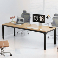 Bureau de travail à domicile pour 2 personnes avec rangement, bureau d'ordinateur extra long de 78,7 pouces, poste de travail double pour deux personnes, en métal