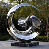 Sculpture circulaire moderne en acier inoxydable soudé pour place publique extérieure, parc, centre commercial – Taille personnalisée disponible