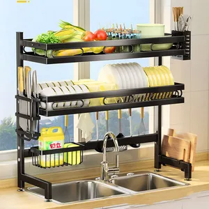 Kitchen Storage Rack Kitchen Dish Drying Rack Adjustable 3-Tier Over The Sink Dish Drying Rack