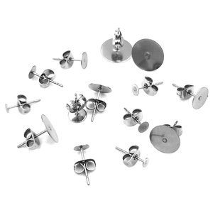 304 Stainless Steel Flat Needle <b>Earring</b> Studs Round Head Welded Sheet 50 Pieces DIY Jewelry Components - Product Image 5