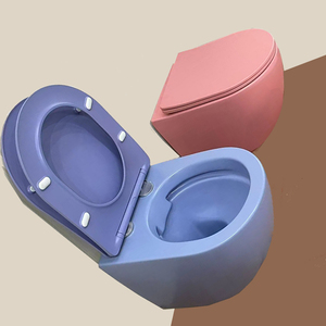 WC <span class=keywords><strong>suspendu</strong></span> bleu mat profilé 49 cm, gain de place, avec réservoir encastré, pour salle de bain, Sublime, à chasse arrière, ensemble WC - Product Image 4