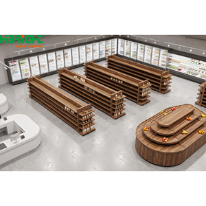 Modern Retail Double Sided Grocery <b>Shelving</b> <b>Unit</b> Wooden Grain Store <b>Display</b> Rack for Supermarket AISLE - Product Image 3
