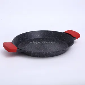 Die cast die-cast aluminum non stick non-stick plat rond sea food seafood paella pan with 2 handles 32cm / 36cm / 40cm