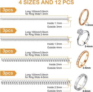 Lot de 12 ajusteurs de bague invisibles en silicone transparent, 4 tailles, pour femmes et hommes, pour ajuster les bagues trop grandes - Product Image 5