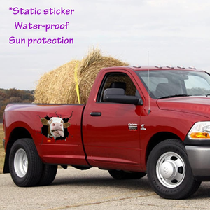 Pegatinas de vaca para coche, calcomanías de animales para coche, 2 unidades, pegatinas estáticas de vinilo para ventana de vaca, decoración realista impermeable para camión, granja y auto - Product Image 3