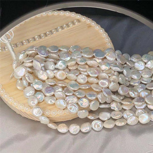 Perlas Blancas Naturales de Agua Dulce DIY, Forma de Botón, Orificio Recto, Accesorios, Perlas Sueltas Recicladas al por Mayor - Product Image 1