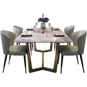 Mesa de Comedor Italiana Cuadrada de Piedra Sinterizada de Lujo con Base para 4-6 Personas para Hogar, Hotel, <span class=keywords><strong>Restaurante</strong></span> - Product Image 4