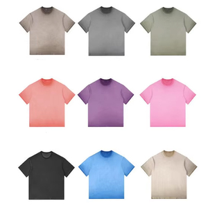 Venta al por mayor de alta calidad de encargo Streetwear Vintage camiseta de verano colorido tela de algodón pesado de gran tamaño de los hombres lavado ácido camiseta - Product Image 3