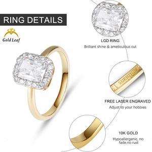 Bague en or massif 18 carats Goldleaf avec diamant de laboratoire taille coussin de 1 à 3 carats, tendance et élégante, pour fiançailles, mariage, bande pavée, fêtes - Product Image 6