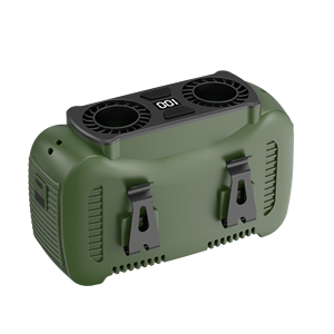 Ventilador de Cintura Portátil Sin Aspas de 12000mAh, Manos Libres, Doble Canal, Linterna SOS, Pantalla Digital, para RV, Auto y Exteriores - Product Image 1