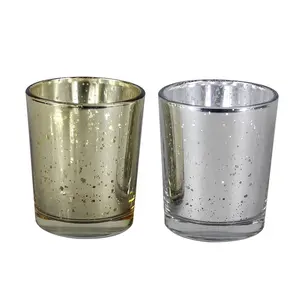 Pot à bougie votive or argent mercure bougeoir en verre pour décoration intérieure mariages centres de table de fête