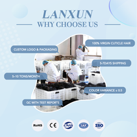 Lanxun Vente en gros de tissages invisibles en cheveux humains bruts, extensions de cheveux humains en trame papillon, cheveux naturels vierges, cheveux Remy