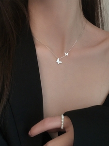 LT-786 S925 Sterling Silver papillon Collier Femmes Ins Simple Forest System Petit Frais Célébrité Tempérament Bijoux En Argent - Product Image 3
