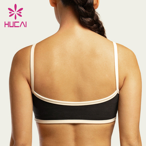 ODM HUCAI Bra Olahraga Yoga Gym Wanita dengan Bahan Spandex, Kerah Kotak, Bantalan Dapat Dilepas, Tali Tipis Berwarna Kontras - Product Image 2
