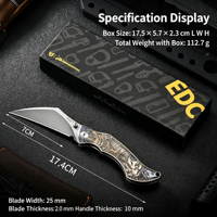 Cutter portable en acier poudré M390 avec manche gravé couleur, outil EDC d'extérieur, modèle QG007, levier plat, OEM ODM, vente en gros personnalisée