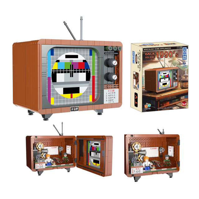 Wholesale Home Decor DIY Assembly Ornaments Double-decker Projection Booths Vintage TV Building Block Models 549-Piece ZHEGAO