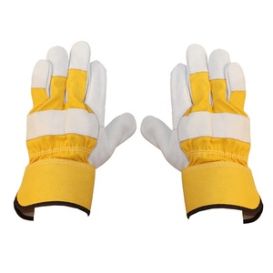 Guantes de conductor de cuero de ganado Guantes de soldadura eléctrica de trabajo amarillo Guantes de cuero de seguridad de China - Product Image 3