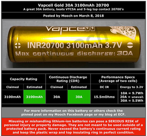 20700 батарея VapCell 3100mAh 30A литий-ионный аккумулятор 3,7 V для 20700 фонарик - Product Image 6