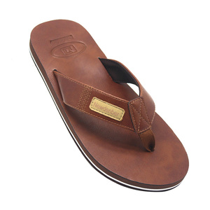 Design di <span class=keywords><strong>Ciabatte</strong></span> in <span class=keywords><strong>Pelle</strong></span> per <span class=keywords><strong>Uomo</strong></span>, Infradito Maschili in PU, Pantofole Morbide in EVA Leggera, <span class=keywords><strong>Pelle</strong></span> Sintetica alla Moda, Marrone Pakistan - Product Image 3