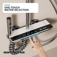 Système de douche numérique intelligent avec affichage de la température, ensemble de douche murale 4 fonctions avec douchette et pistolet de pulvérisation