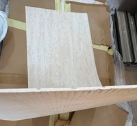 Panel Dinding Travertine Beige Campuran untuk Interior, Dekorasi Sudut Melengkung, Latar Belakang Batu Fleksibel