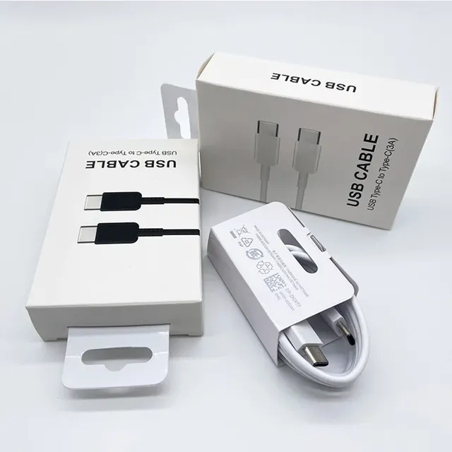 Type-C to Type-C Cable 3A Fast Charge & Data Sync for Mobile Phones S23/S21/S20 Plus/S23 FE/S24 Ultra/A14/A54