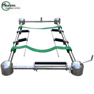 Dispositivo di Abbassamento Bara in Acciaio Inox con 4 Maniglie, Capacità 500kg, Stile Americano per Adulti, Modello FS-L-01 Argento-Verde per Funerali - Product Image 5