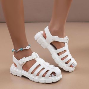 Sandales d'été blanches à semelle épaisse pour femmes de style romain, plusieurs tailles, tendance de la mode avec un design creux en forme de <span class=keywords><strong>muffin</strong></span> - Product Image 4