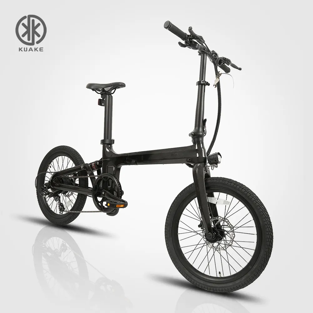 KUAKE OEM/ODM e-bike tedarikçi 350w ucuz karbon fiber bisiklet, 20 inç 250w karbon çerçeve ebike elektrikli bisiklet katlanır hafif