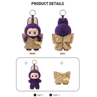 Porte-clés en peluche officiel PopMart Labubus Fortune, animaux en coton rembourrés, breloque pour sac à main avec des ailes prononcées