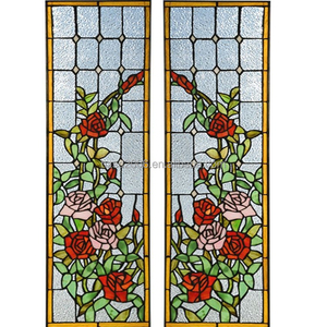 Chaîne de fer de conception Rose de Style campagnard personnalisé Tiffany vitrail panneau de fenêtre suspendu pour mur et fenêtre - Product Image 5