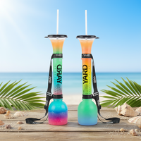 Gobelet jetable en plastique à long col de grande capacité (48oz, 100oz) pour smoothies, jus et boissons, idéal pour les festivals, avec logo personnalisé et paille assortie