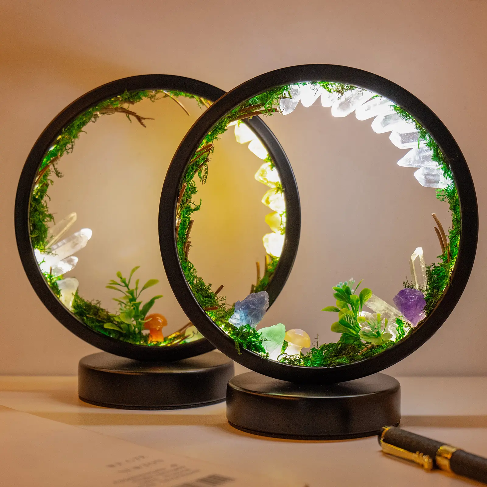 wholesale Natural forest round crystal lamp crystal heal stone night light can be customized Christmas Children's Gifts