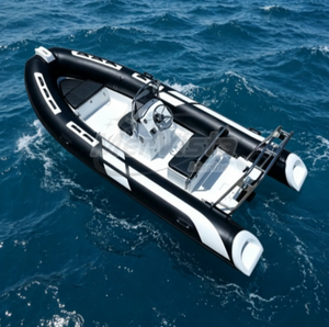 Bote Inflable RIB de PVC y Fibra de Vidrio de 16 pies (4.8 m) con Doble Casco en V Profunda, Casco de Fibra de Vidrio en V Profunda para Mayor Estabilidad y Comodidad - Product Image 1