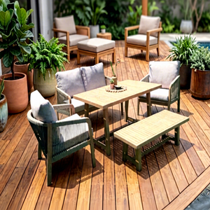 Luxury Contemporary <b>Foldable</b> Acacia Wood Eco-friendly Teak Wood Frame <b>Outdoor</b> Furniture Set Garden Sofa Dining <b>Table</b> Chair for - Product Image 1