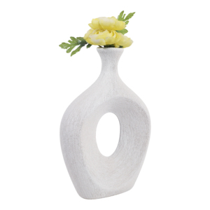 Vaso in Ceramica Ovale con Ritagli, Alto, Moderno, Decorativo per Soggiorno, Camera da Letto, Ufficio, Tavolo d'Appoggio - Product Image 2