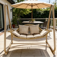 Fauteuil suspendu d'extérieur moderne en métal avec coussins imperméables - Conception double balançoire pour cour de villa et terrasse - 1 place