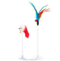 Jouet interactif de luxe pour chats et chiens : bâtonnet de stimulation créatif avec plumes en peluche et ventouse, balles interactives