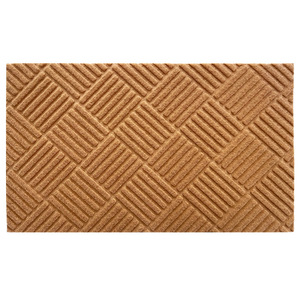Customized Imitation Coconut Fiber Doormat Rectangle Brown Stripe Pattern Absorbent Anti Slip Commercial Use - Product Image 1